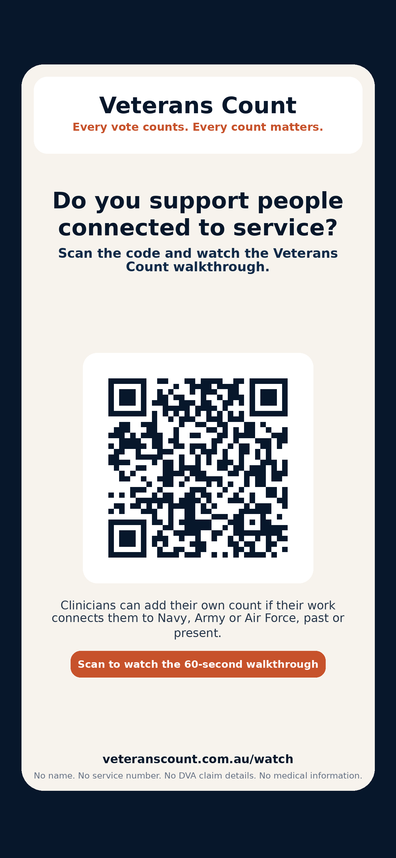 Clinician QR card preview